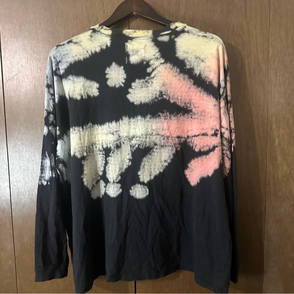 Grand Beach Club Black Long Sleeve Tee Yellow Red Blue Tie Dye Size XL Retro - Picture 5 of 9